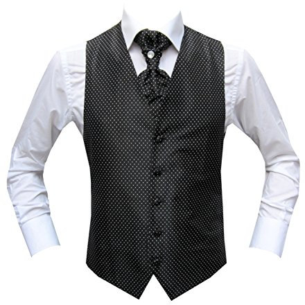 MMUGA Hochzeit westen Set mit Plastron Schwarz 58