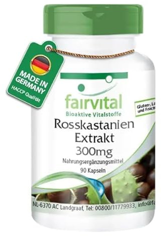 fairvital Rosskastanien-Extrakt 300mg, 90 Kapseln, schluckfreundlich, HOCHDOSIERT mit 20% Aescin, Aesculus hippocastanum, VEGAN