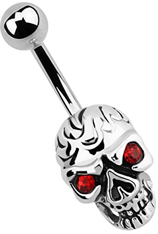 Bauchnabel Piercing Banane 316l Stahl in 1,6 mm mit Totenkopf