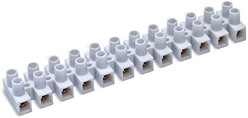 Barrette de 12 Dominos Électriques, Bornes Électriques, jusqu'à 16 mm, 76A, grilles Blanche