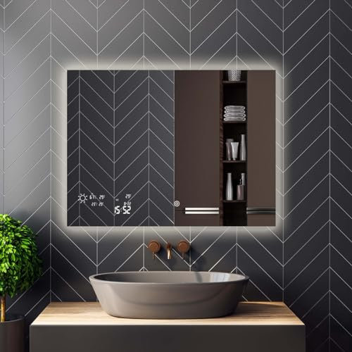 Heidenfeld Spiegel Infrarotheizung | HF-HS200 mit Touchpanel - 𝟭𝟬 𝐉𝐀𝐇𝐑𝐄 𝐆𝐀𝐑𝐀𝐍𝐓𝐈𝐄 - 250 Watt - 80 x 60 cm - WiFi Badspiegel - Badezimmerspiegel - Infrarot Heizung Spiegel - Wandheizung