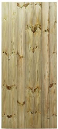 Made2Measure Bespoke Custom Widths: upto 75CM By upto 6ft (180cm High) Tongue & Groove Semi-Braced Flat Top Pathway Garden Pedestrian Gate Hinge Pack Option Removed