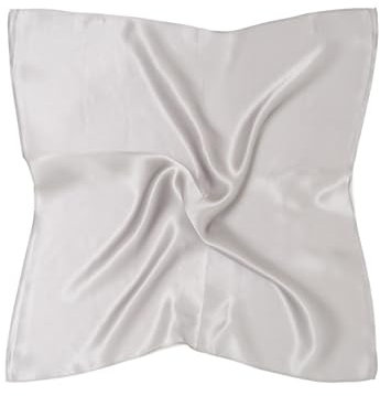MayTree Seidentuch aus 100% Maulbeer-Seide - Quadratisch einfarbig silber 53x53 - Luxuriöses Damen Halstuch - Eleganter Bandana-Schal für Damen - Luxus und Komfort für Erwachsene