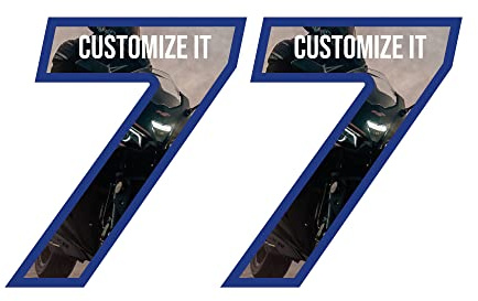 labelbike 2 Adesivi Moto Numeri Personalizzati Numero Custom '7' | Altezza numero 4 cm, Decorazione