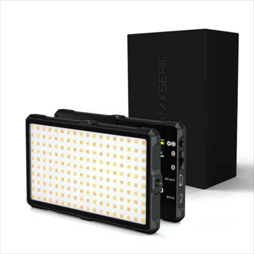 GlamSeries GlamLuxer S LED-panel, steglöst dimbar belysning 3200-5600 K, LED-lampa med bordsstativ, diffusor, kulledshuvud, sminklampa 8 timmar batteritid
