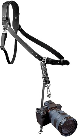 4J LEDR Leder-Kameragurt für 1 Kamera, einzelner Kameragurt für Fotografen, Kamera-Schultergurt, Schnellentriegelung, DSLR, Blackuk, ADJUSTABLE camera harness