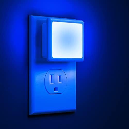 L LOHAS LED Blue Night Lights Plug into Wall 2-Pack, 0.3W Plug in Night Light, Dusk to Dawn, Bright Nightlight Auto-On/Off, for Adults Kids Room Bedroom Bathroom Hallway Kitchen, Non-Dim