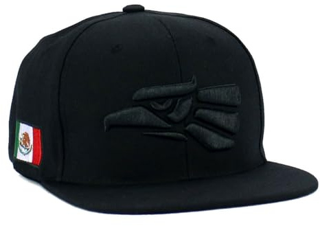 Gorra mexicana de México, hecha en México, águila, bordada, ajustable, visera plana, gorra de béisbol, Negro - Águila negra completa, Large