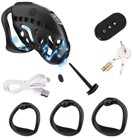 Kuaecr 2023 Neue Peniskäfig Mit Remote-Key-Manager, Keuschheitskäfig Fernbedienung Elektrischer Schock Chastity Cage Male Stimulation Wasserdicht Keuschheitsgürtel Fetisch Bondage BDSM Sexspielzeug