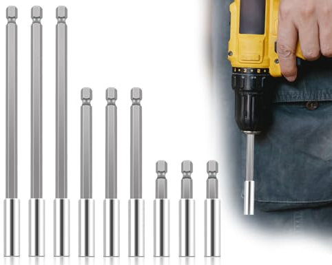 KAPSING 9 Stück Magnetische Bohrer Verlängerung, Bohrmaschine Verlängerungsstange Halterung für elektrische Schlagschrauber(50mm/100mm/150mm)