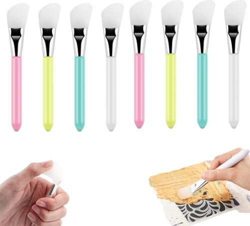 BAOFALI Set di 8 pennelli in silicone, spatola, pennelli per materiali misti; set di pennelli riutilizzabili in resina epossidica per spargere la pittura fai da te, miscelazione e diffusione su