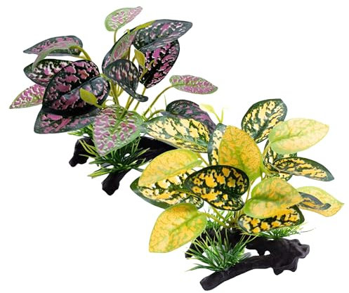 M2cbridge Artificial Fish Tank Plants Aquarium Plastic Plant Aquatic Water Grass Foreground Decor (2PCS Plastic Plants)
