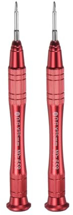 sourcing map 2pcs Precision Y-Type Screwdriver 0.6x25mm Magnetic 3 Point Head Mini Pen Style Screw Driver with Non-Slip Handle for Eyeglasses Watch Laptop Electronic, Red