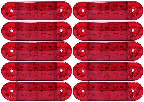 Generisch 10x Seitenmarkierungsleuchten LED vorne Rückleuchten Lampen Universal Positionsanzeige 12/24 V mit Roten Glühbirnen für LKW Anhänger Van Caravan LKW PKW Bus