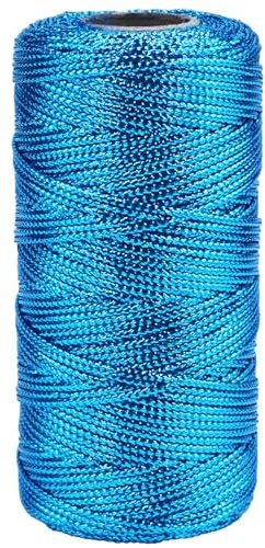 Metallic Blue Twine, 1.5 mm Thick, 328 Feet, for Crafts, Christmas Tree Decor