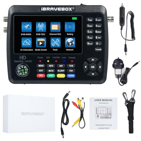 Mulcort Satellite Finder Signal Meter 4000mAh Battery for DVB-S/S2/S2X/T/T2/C Receiver HD Satellite TV Signal Finder 4.3inch LCD Screen