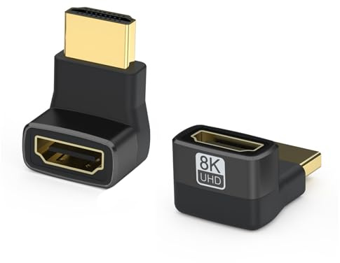 vgggrd Confezione da 2 adattatori HDMI angolo, 270 gradi 8K maschio a femmina, adattatore HDMI 2.1 ARC HDR10+ Dolby Vision 3D VRR ALLM HDCP, compatibile con 8K 4K 2K 1080P