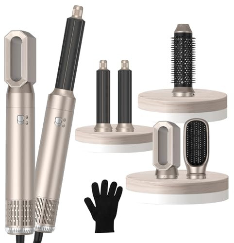 MogaWave 5 in 1 Hairstyler Pro,Upgrade Blow Dryer Brush 60000RPM Air Styler, Left&Right Magic Hair Curler,3 Wind Speed and Temperature, Multi-Styler 5 in One for Drying Curling Straightening-Slivery