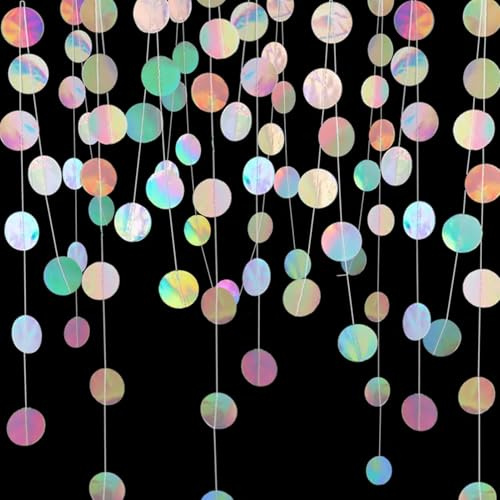 Yisquar 52 Ft Glitter Papier Kreis Punkte Girlande 4pcs Bunte Runde Kreis Luftschlangen Banner hängende Wimpel Ornament für Engagement Braut Dusche Hochzeit Baby Dusche schillernde Party Dekorationen