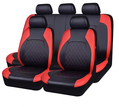 WQLTTFC 9 Stück Autositzbezüge für BMW iX2 (U10) 2023 2024 2025, Auto Sitzbezüge Sets Wasserdicht Rutschfester Leder Autositzkissen Innenraum Zubehör,Red