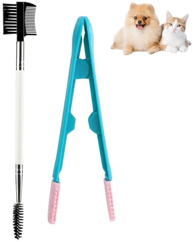 Dog Tear Stain Remover Comb 2 Pcs Double-Headed Pet Eye Comb with Soft Bristles, Gentle Dog Eye Booger Remover for Cats & Small Dogs,Safe & Effective Grooming Tool for Removing Crust, Mucus & Tear Sta