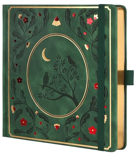 TIEFOSSI Dotted Journal, Dot Grid Notebook for Women Men, Hardcover PU Leather Journal, 160 GSM Thick Paper, 160 Numbered Pages with Gold Edges, 20.4 x 20.4 CM Square Diary