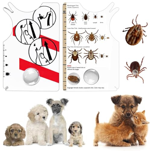 Duoleimi 2 Pezzi Tick Card, Tick Card per Umani e Bambini, con Lente d'Ingrandimento - Rimozione Rapida e Delicata delle zecche per Cani, Umani e Animali Domestici | Tick Cards for Humans