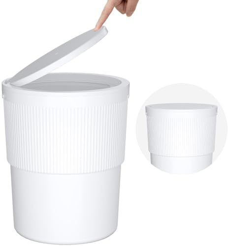 Lifewit Trash Can with Pop-Up Lid, 2.6gal Small Hidden Garbage Can with Decorative Faux Plant, Dog Proof Plastic Waste Basket for Bedroom, Office, Living Room, Kitchen, Bathroom