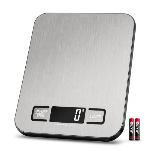 Digital Food Scales, 5kg/1g High Precision Food Scale With 6 Units & Tare, LCD Display, Compact Kitchen Scales Digital For Cooking, Baking, Battery Powered With 2 AAA Included Weighing Scales Kitchen