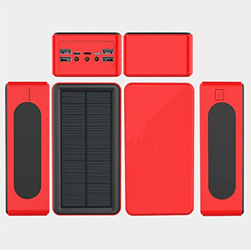 Power Bank Caricabatterie portatile solare 60000Mah/Caricabatterie solare/Alimentato a energia solare/Ricaricabile a energia solare/Cellulare portatile, rosso, 60000 Mah