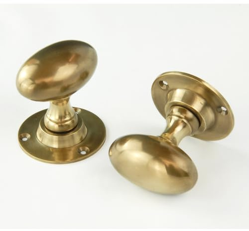 UNDERGROUND PARTS Aged Unlacquered Solid Brass Vintage Style Oval Door Knobs Handles
