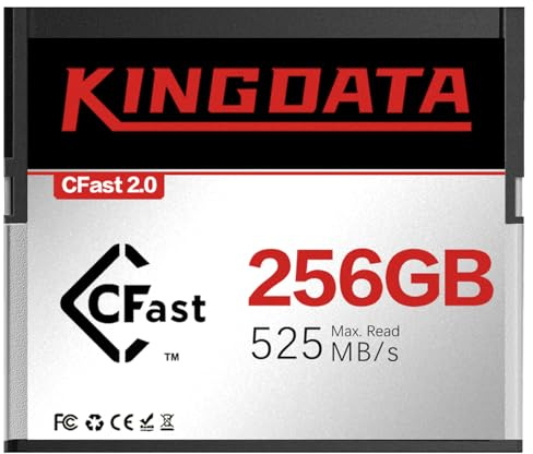 KINGDATA 256GB scheda memoria CFast 2.0 memoria CF card | ad alta velocità registrazione video 4K HD, compatibile con fotocamere professionali