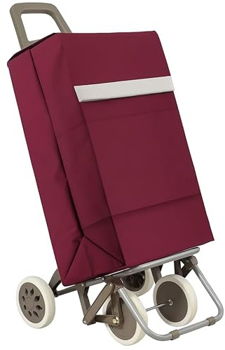 Weida Carro de la Compra 4 Ruedas | Impermeable, Resistente | Mango Ergonómico y Bolsa Impermeable | para Arrastre Cómodo Y Estable | para Supermercado y Uso Diario | Rojo-Granate 95cm-42cm-46cm