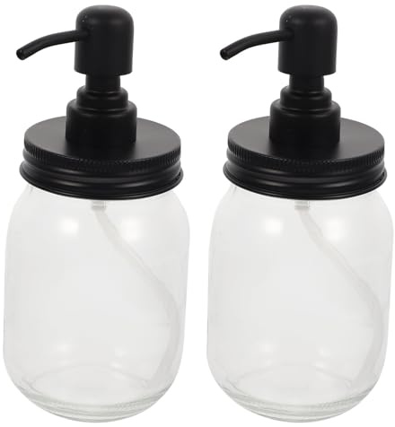 Sosoport Dispenser per Marmellate in Vetro e Acciaio Inox 2 Pezzi da 500ml Coperchio Ermetico Nero, Contenitore Alimentare Affidabile per Conservazione in Cucina