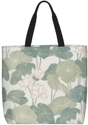 Uusnwaa Sacs fourre-tout à imprimé lys noirs pour femme, sac à bandoulière, sac d'épicerie réutilisable, fermeture éclair sur le dessus, essentiels quotidiens