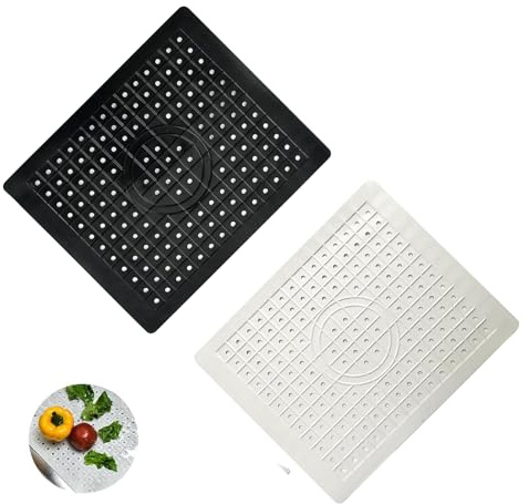 Fond Évier Cuisine en Silicone,2 Pièces Protège Antidérapant avec Drainage Intégré,Grille Pliable pour Égouttage Vaisselle,Protection Universelle pour Lavabo et Plan Travail