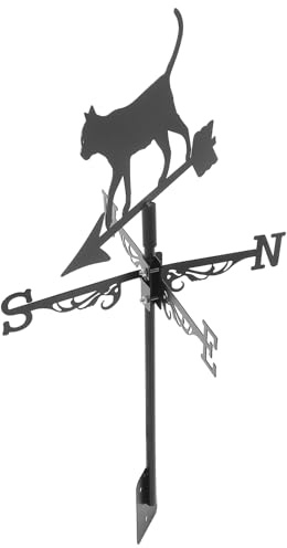 TOBBOMEY Stainless Steel Cat Garden Weathervane Outdoor Metal Wind Vane Yard Roof Mounted Decorative Weathercock for Patio Lawn Outdoor Décor