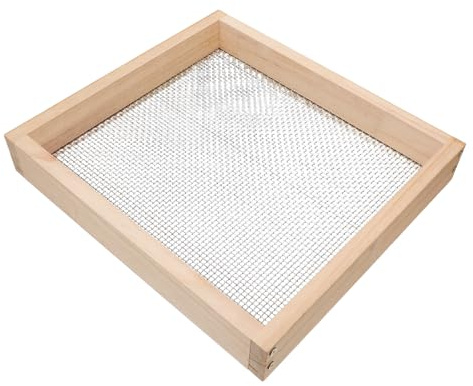 IWOWHERO Setaccio per Terreno in Legno Beige con Maglia da 1/8 Pollice, Strumento Versatile per Orto e Compost, per Spazi Verdi e Progetti Paesaggistici