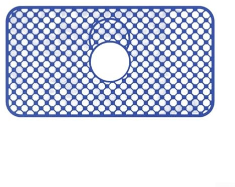 Alfombrilla de drenaje de silicona para fregadero con diseño hueco único, protector de fregadero de cocina resistente al calor para encimeras y mesas, inserto antideslizante para secar platos (azul
