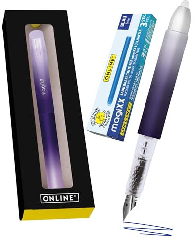 Online Füllhalter magiXX Lavender I Füller mit radierbarer, blauer Tinte I inkl. 4 magiXX Patronen I Schreiben, radieren & korrigieren in einem I Füllfederhalter als Geschenk für Schule & Uni