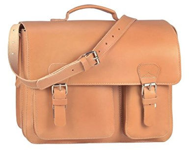 Ruitertassen Lehrertasche Leder Damen Herren Aktentasche Natur braun | Schultasche, 2 Fächer