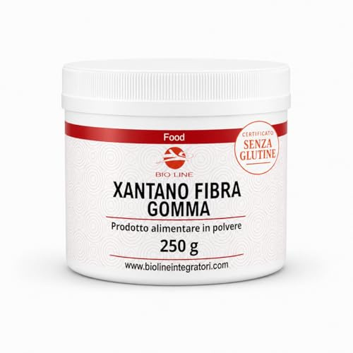 Gomma di Xantano in Polvere 250 g Solubili in Acqua, Prodotto per Celiaci Usato Come Addensante Alimentare per Alimenti Light e Prodotti Zero Calorie e Senza Glutine, Xantana