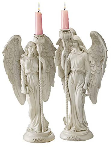 Design Toscano Engel der Tugend, Skulpturale Kerzenhalter, 10x16.5x35.5 cm