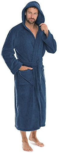 CelinaTex S-XXXL Bademantel Kapuze Uni lang aufgesetzte Taschen Damen Herren Unisex Mikrofaser Kuschelfleece OEKO-TEX Florida