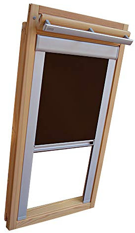 Verdunkelungsrollo THERMO Alu-Rückseite für FAKRO Dachfenster TYP FTP/PTP/FPP - 13 (78x160 cm) - Farbe Dunkelbraun - mit Aluminium Seitenschienen
