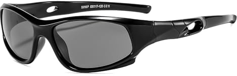 Suertree Unisex barn klassiska polariserade solglasögon barn sport solglasögon lätt speglad lins silikon UV-skydd utomhus golf cykling fiske vandring glasögon