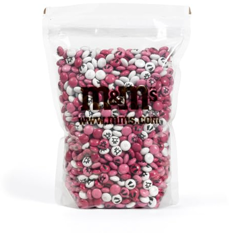 M&M'S au chocolat au lait pré-imprimés Naissance ou Baptême- Sachet vrac de 1,5kg de chocolats roses et blancs - Idée de cadeaux pour célébrer la naissance d'un bébé