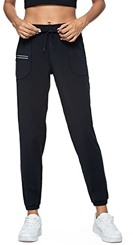 Joggers for Women with Pockets Elastic Waist Workout Pants (Black01 L)