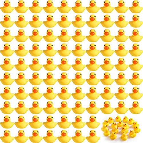 Teling 200 Pcs Mini Rubber Ducks in Bulk Yellow Small Rubber Ducks Bulk Tiny Squeak Duckies for Birthday Party Favor Gift(1.57 x 1.57 x 1.18 Inch)