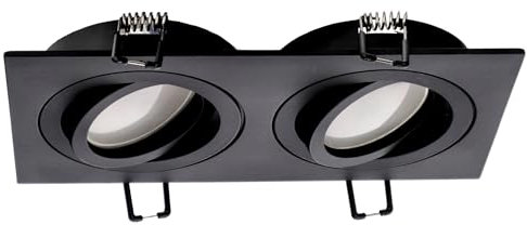 EDO Recessed Spotlight Ceri 2 SQ Black Square Swivel Spotlight Ceiling Lamp Recessed Aluminium Ceiling Spot EDO777475